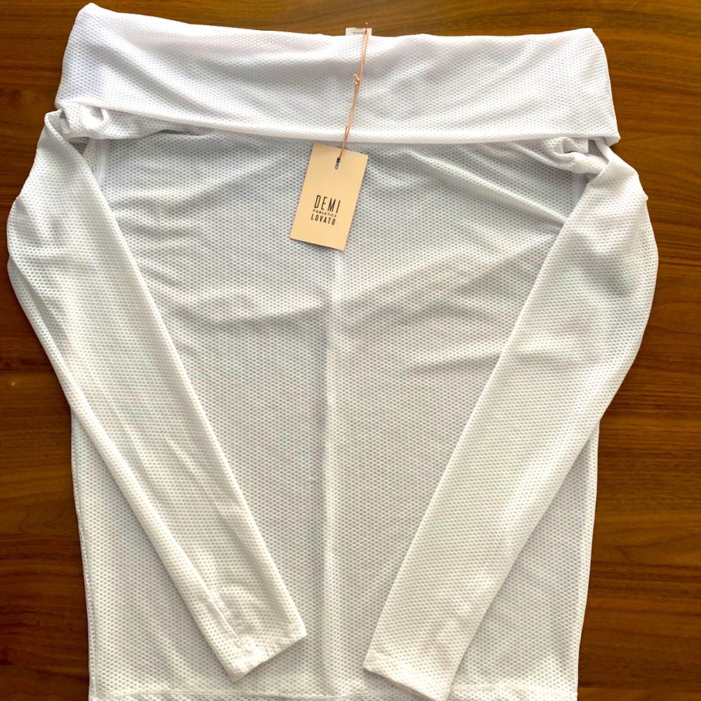 FABLETICS Demi Lovato white mesh top